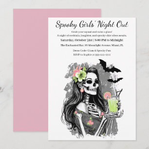 Halloween Mädchen Nacht Spuk Cocktailparty Einladung