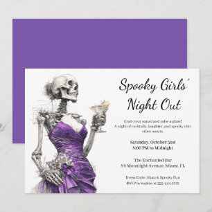 Halloween Mädchen Nacht Spuk Cocktailparty Einladung