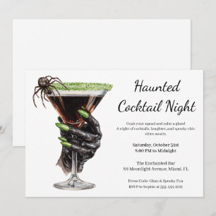 Halloween Mädchen Nacht Spuk Cocktailparty Einladung