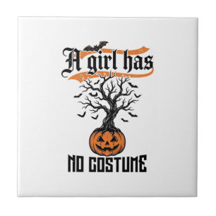 Halloween-Mädchen ohne Kostüm Vintage-Kürbis_1 Fliese