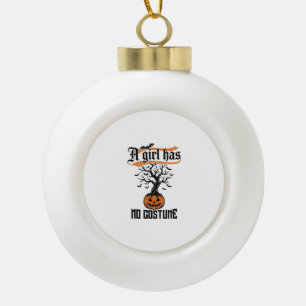 Halloween-Mädchen ohne Kostüm Vintage-Kürbis_1 Keramik Kugel-Ornament
