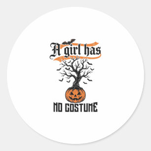 Halloween-Mädchen ohne Kostüm Vintage-Kürbis_1 Runder Aufkleber