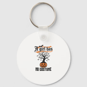 Halloween-Mädchen ohne Kostüm Vintage-Kürbis_1 Schlüsselanhänger