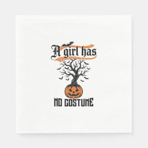 Halloween-Mädchen ohne Kostüm Vintage-Kürbis_1 Serviette
