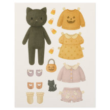 Halloween-Mädchen Schwarze Katze Wasserfarben Papi