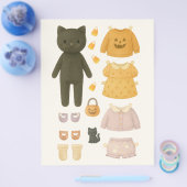 Halloween-Mädchen Schwarze Katze Wasserfarben Papi Flyer (Einzeln)