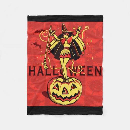 Halloween-Mädchen (Vintag) Fleecedecke (Vorderseite)