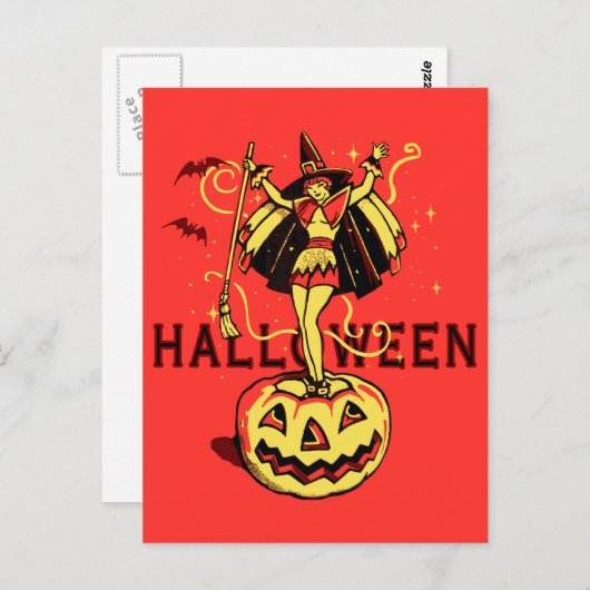 Halloween-Mädchen (Vintag) Postkarte (Vorne/Hinten)