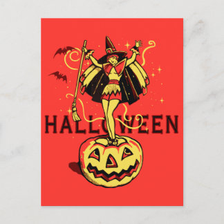 Halloween-Mädchen (Vintag) Postkarte