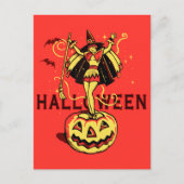 Halloween-Mädchen (Vintag) Postkarte (Vorderseite)