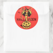 Halloween-Mädchen (Vintag) Runder Aufkleber (Tasche)