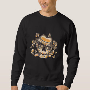 Halloween Mafia Gangster Skull a Hat und Rauchen Sweatshirt