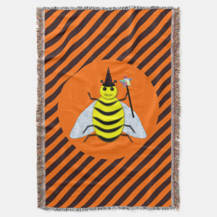 Halloween Magic Bee Hexe Orange und Schwarze Strei Decke