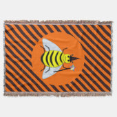 Halloween Magic Bee Hexe Orange und Schwarze Strei Decke (Vorderseite)