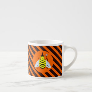 Halloween Magic Bee Hexe Orange und Schwarze Strei Espressotasse
