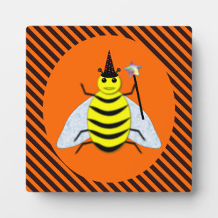 Halloween Magic Bee Hexe Orange und Schwarze Strei Fotoplatte