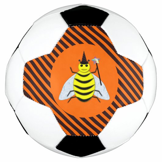 Halloween Magic Bee Hexe Orange und Schwarze Strei Fußball (Vorderseite)