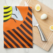 Halloween Magic Bee Hexe Orange und Schwarze Strei Geschirrtuch (Viertel Falte)