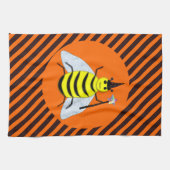 Halloween Magic Bee Hexe Orange und Schwarze Strei Geschirrtuch (Horizontal)