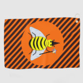 Halloween Magic Bee Hexe Orange und Schwarze Strei Golfhandtuch (Horizontal)