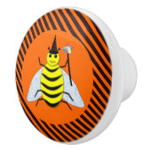 Halloween Magic Bee Hexe Orange und Schwarze Strei Keramikknauf (Rechts)