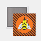 Halloween Magic Bee Hexe Orange und Schwarze Strei Magnet (Vorderseite/Rückseite)