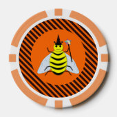 Halloween Magic Bee Hexe Orange und Schwarze Strei Pokerchips (Vorderseite)