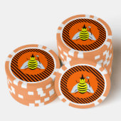 Halloween Magic Bee Hexe Orange und Schwarze Strei Pokerchips (Stapel)