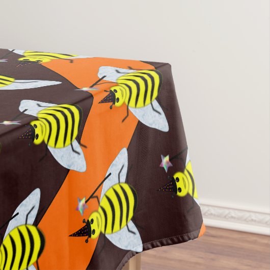 Halloween Magic Bee Hexe Orange und Schwarze Strei Tischdecke (Beispiel)