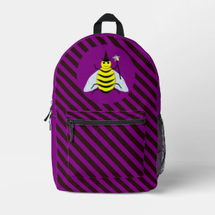 Halloween Magic Bee Wizard Lila und schwarz Streif Bedruckter Rucksack