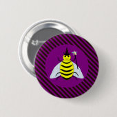 Halloween Magic Bee Wizard Lila und schwarz Streif Button (Vorne & Hinten)