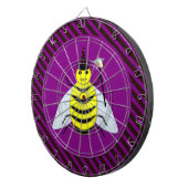 Halloween Magic Bee Wizard Lila und schwarz Streif Dartscheibe (Vorderseite rechts)