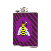 Halloween Magic Bee Wizard Lila und schwarz Streif Flachmann (Links)