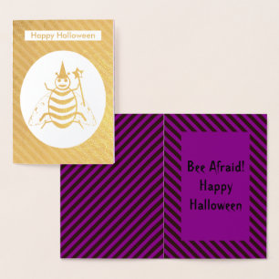 Halloween Magic Bee Wizard Lila und schwarz Streif Folienkarte