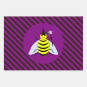 Halloween Magic Bee Wizard Lila und schwarz Streif Geschenkpapier Set (Vorderseite)