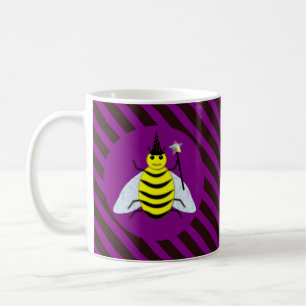 Halloween Magic Bee Wizard Lila und schwarz Streif Kaffeetasse