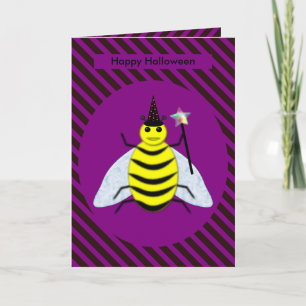 Halloween Magic Bee Wizard Lila und schwarz Streif Karte