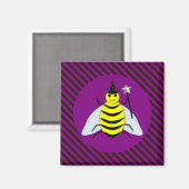 Halloween Magic Bee Wizard Lila und schwarz Streif Magnet (Vorderseite/Rückseite)