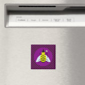 Halloween Magic Bee Wizard Lila und schwarz Streif Magnet (In Situ (Geschirrspüler))