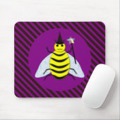 Halloween Magic Bee Wizard Lila und schwarz Streif Mousepad (Mit Mouse)