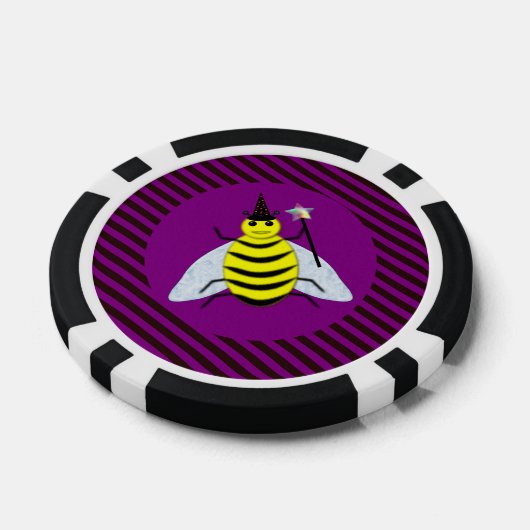 Halloween Magic Bee Wizard Lila und schwarz Streif Pokerchips (Einzeln)
