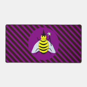 Halloween Magic Bee Wizard Lila und schwarz Streif Schreibtischunterlage