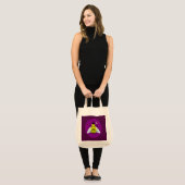 Halloween Magic Bee Wizard Lila und schwarz Streif Tragetasche (Vorderseite (Model))