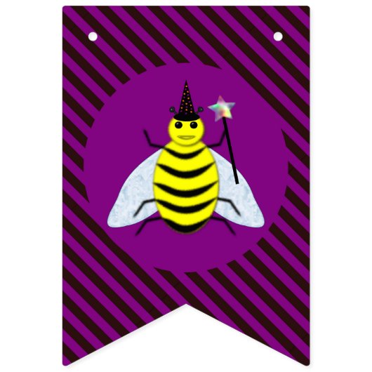 Halloween Magic Bee Wizard Lila und schwarz Streif Wimpelkette (Zweite Fahne)