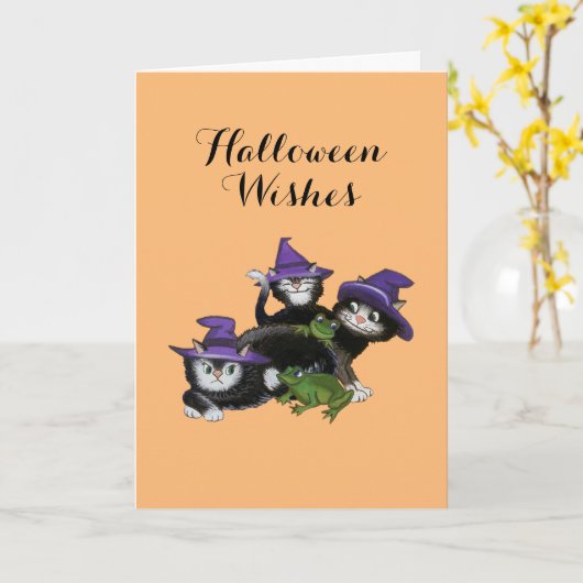 Halloween Magic Cats Karte (Gelbe Blume)