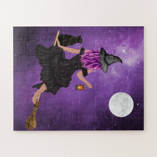 Halloween Magic Flying Hexe Puzzle (Horizontal)