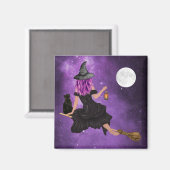 Halloween Magic Flying Witz Vollmond Magnet (Vorderseite/Rückseite)