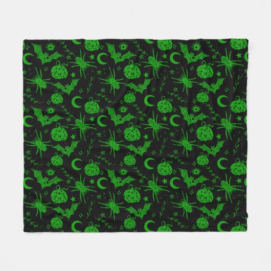 Halloween Magic Green Fleecedecke (Vorderseite (Horizontal))