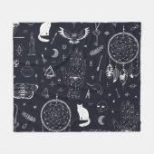 Halloween Magic: Vintages Doodle-Muster. Fleecedecke (Vorderseite (Horizontal))