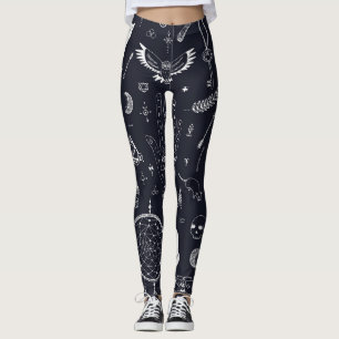 Halloween Magic: Vintages Doodle-Muster. Leggings